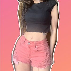 AMERICAN EAGLE HI RISE FESTIVAL JEAN SHORTS SIZE 0